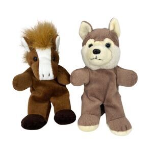 Steven Smith Plush Lot of 2 Wolf Brown Pony Horse Stuffed Animal Toys 9 Inch
